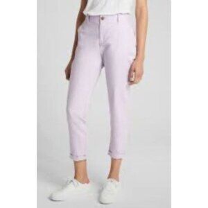 GAP Womens Linen Girlfriend Chino Pants Size 0 Light Purple Stretch Mid Rise NWT